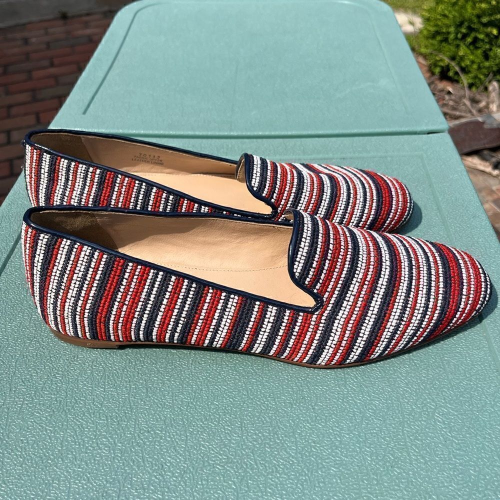 J Crew Embroidered Leather Driving Loafers